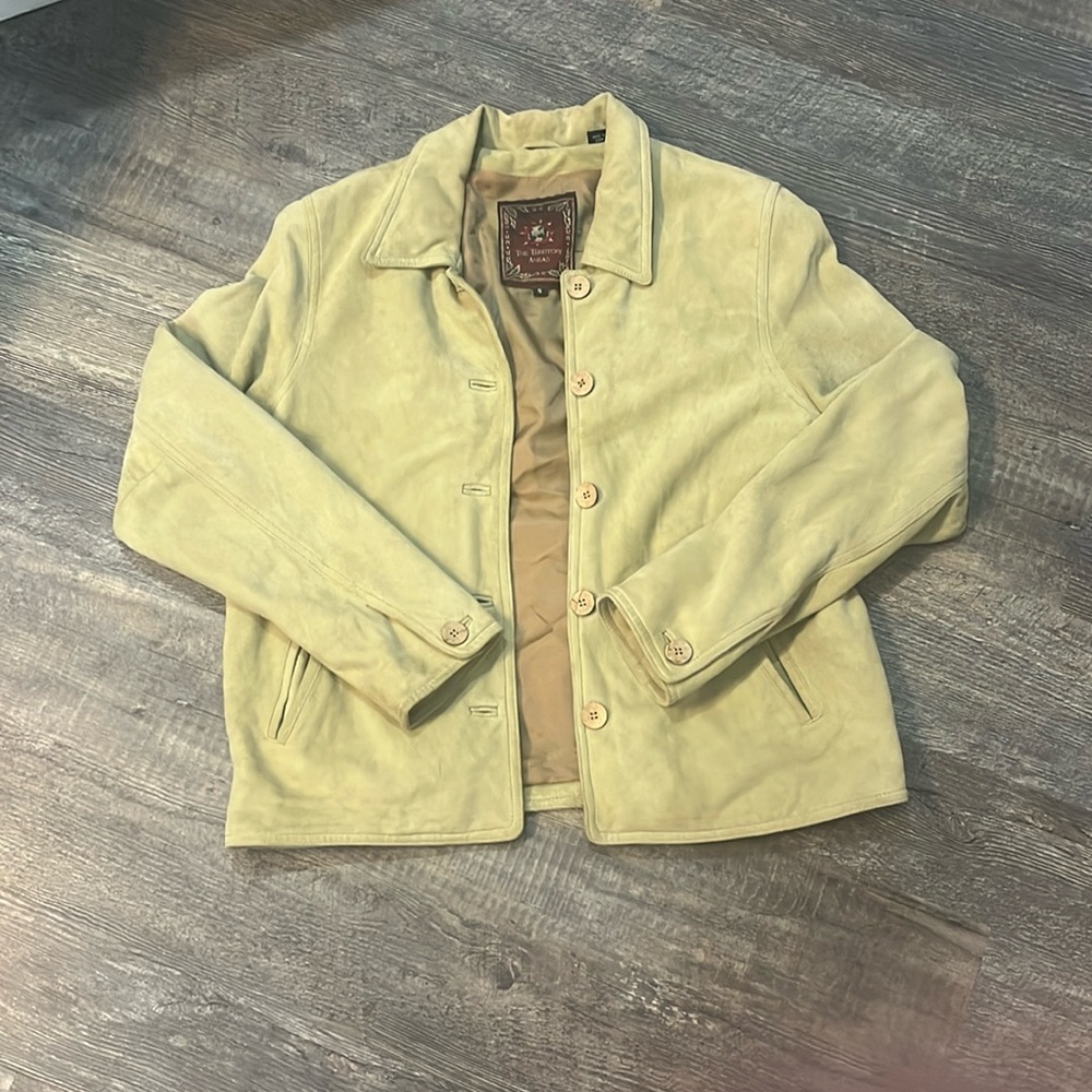 GUC cream colored leather jacket size small